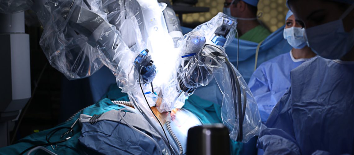 Robotic Surgery. Medical robot. Medical operation involving robo